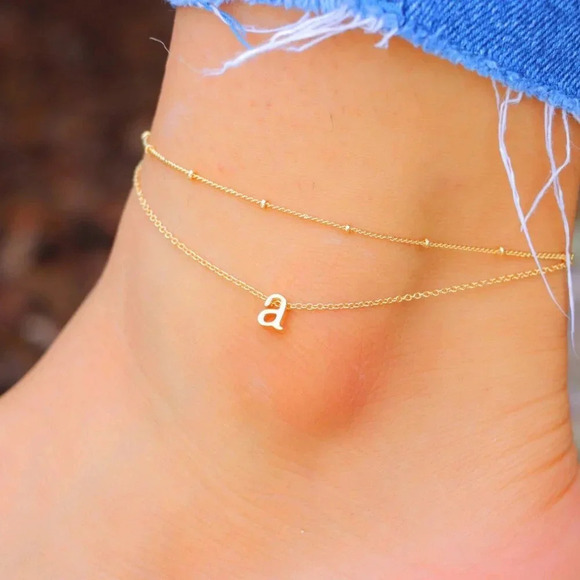 💛GOLD A to Z LETTER SPARKLE INITIAL ANKLET ALPHABET BRACELET GIFT, ELDM22279 - Picture 8 of 11